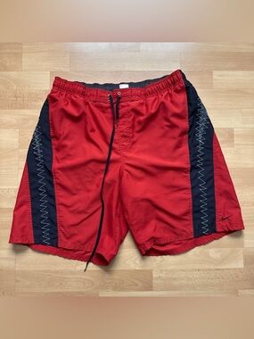 Nike Vintage Red and Black Swim Board Shorts Men’s Size Large